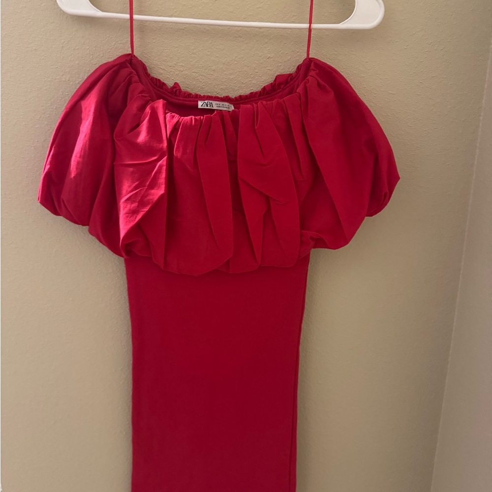 Zara Vibrant Red Ruffled Top